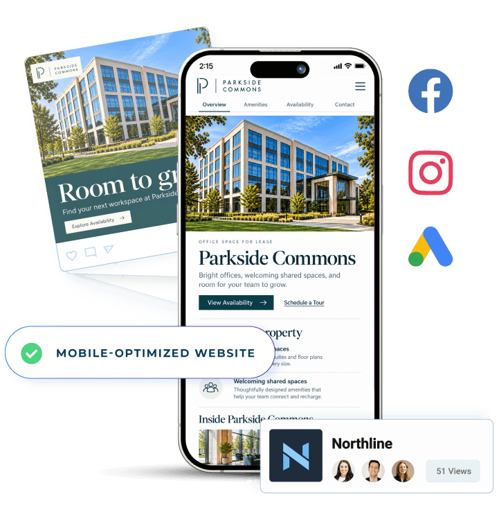 Broker viewing a property campaign on a phone