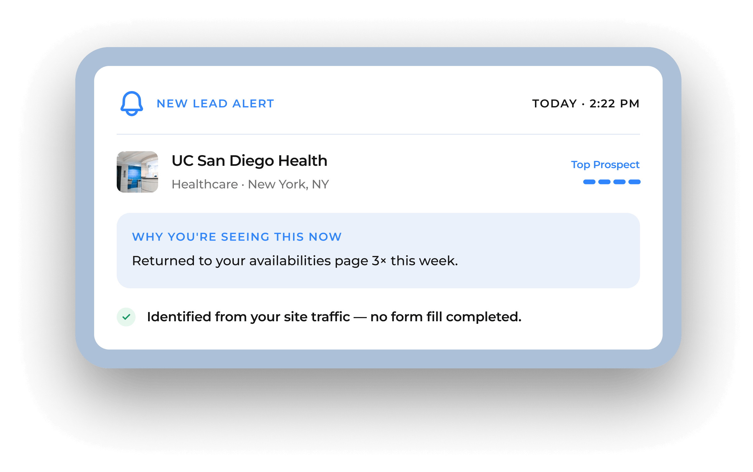 New lead alert for UC San Diego Health, Top Prospect